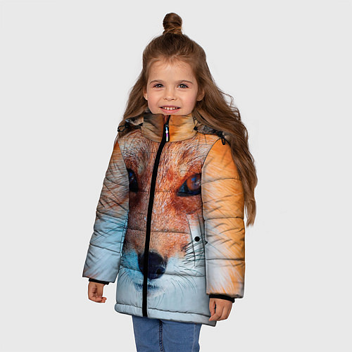 Зимняя куртка для девочки Мордочка лисы / 3D-Черный – фото 3