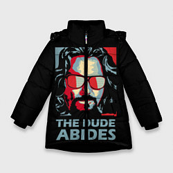 Куртка зимняя для девочки The Dude Abides Лебовски, цвет: 3D-черный