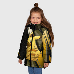 Куртка зимняя для девочки Пикачу детектив, цвет: 3D-черный — фото 2