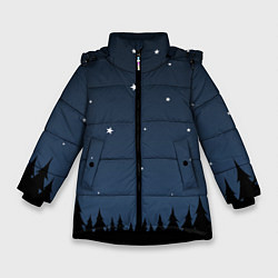 Куртка зимняя для девочки Ночное небо, цвет: 3D-черный