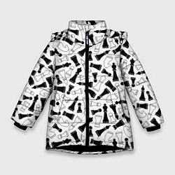 Куртка зимняя для девочки Шахматы, цвет: 3D-черный