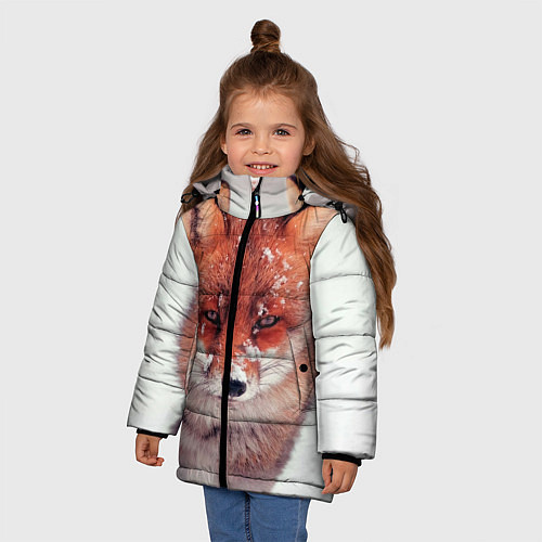 Зимняя куртка для девочки Лисица и снег / 3D-Черный – фото 3