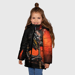 Куртка зимняя для девочки БЕРСЕРК оранжевый, цвет: 3D-черный — фото 2