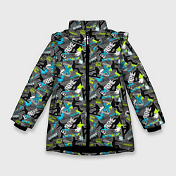 Куртка зимняя для девочки Сноуборд, цвет: 3D-черный