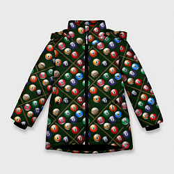 Куртка зимняя для девочки Бильярд, цвет: 3D-черный