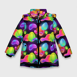 Куртка зимняя для девочки Ночные фонарики-светлячки, цвет: 3D-черный
