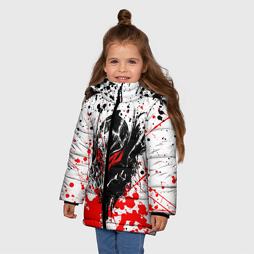 Зимняя куртка для девочки Броня Берсерка / 3D-Красный – фото 3