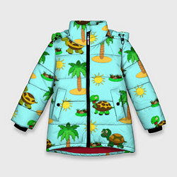 Зимняя куртка для девочки Черепашки и пальмы