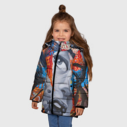 Куртка зимняя для девочки Девушка арт, цвет: 3D-черный — фото 2
