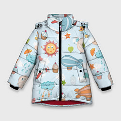 Куртка зимняя для девочки Детские рисунки, цвет: 3D-красный