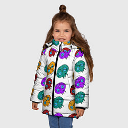Куртка зимняя для девочки Нашествие инопланетян-ктулху, цвет: 3D-светло-серый — фото 2