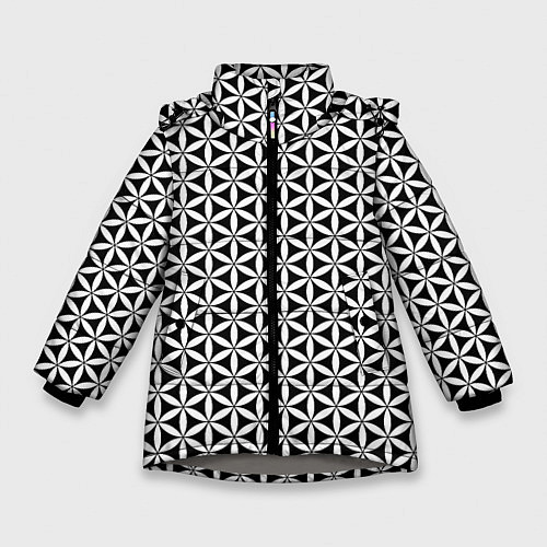 Зимняя куртка для девочки Цветок Жизни / 3D-Светло-серый – фото 1