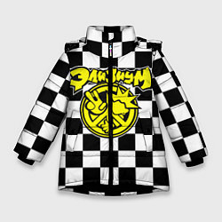 Куртка зимняя для девочки Элизиум рок группа клетка, цвет: 3D-черный