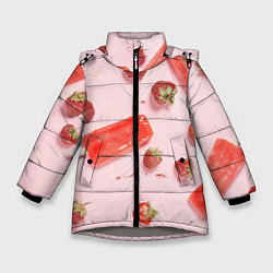Куртка зимняя для девочки Мороженое и клубника, цвет: 3D-светло-серый