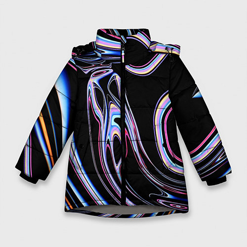 Зимняя куртка для девочки Скин - Темная материя / 3D-Светло-серый – фото 1