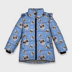 Куртка зимняя для девочки Недовольный Кот, цвет: 3D-светло-серый