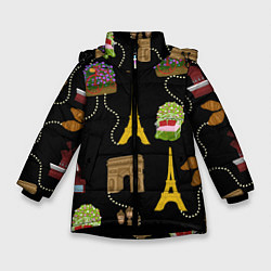 Куртка зимняя для девочки Париж, цвет: 3D-черный