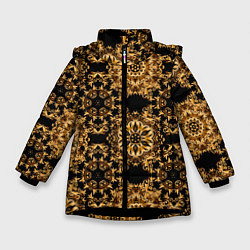 Куртка зимняя для девочки Versace классические узоры, цвет: 3D-черный