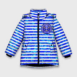 Куртка зимняя для девочки Тельняшка со значком ВДВ, цвет: 3D-черный