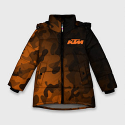 Куртка зимняя для девочки KTM КТМ CAMO RACING, цвет: 3D-светло-серый