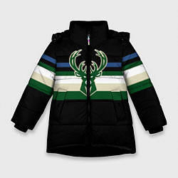 Куртка зимняя для девочки Milwaukee Bucks форма Statement Edition, цвет: 3D-черный