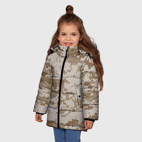 Зимняя куртка для девочки Камуфляжный пиксель / 3D-Черный – фото 3