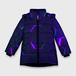 Куртка зимняя для девочки НЕОНОВАЯ БРОНЯ, цвет: 3D-черный