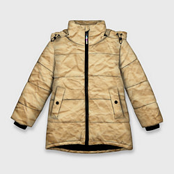 Куртка зимняя для девочки БУМАЖНАЯ ТЕКСТУРА, цвет: 3D-черный