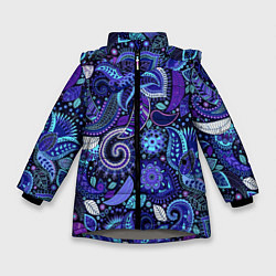 Куртка зимняя для девочки Цветочная роспись, цвет: 3D-светло-серый