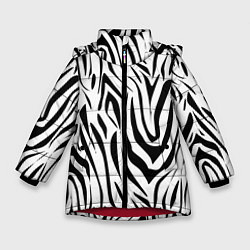 Куртка зимняя для девочки Черно-белая зебра, цвет: 3D-красный