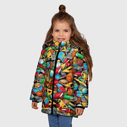 Куртка зимняя для девочки Снова в школу, цвет: 3D-черный — фото 2
