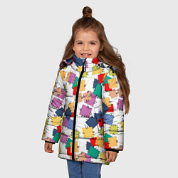 Куртка зимняя для девочки Ретро узор-заплатки, цвет: 3D-светло-серый — фото 2