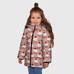 Куртка зимняя для девочки Вишенка на кексе, цвет: 3D-черный — фото 2