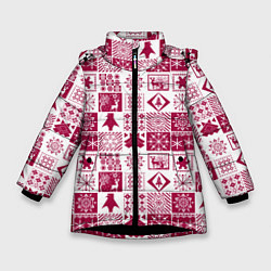 Зимняя куртка для девочки Новогодний рождественский узор