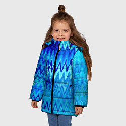 Куртка зимняя для девочки Синий-голубой абстрактный узор, цвет: 3D-черный — фото 2