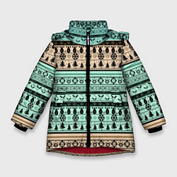 Зимняя куртка для девочки Новогодний зимний орнамент