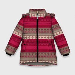 Зимняя куртка для девочки Полосатый вышитый орнамент