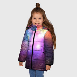 Куртка зимняя для девочки Космос, сияние и звезды, цвет: 3D-черный — фото 2