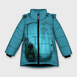 Куртка зимняя для девочки СИРЕНОГОЛОВЫЙ И ДЕВОЧКА, цвет: 3D-черный
