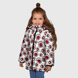 Куртка зимняя для девочки Красно черный узор на белом, цвет: 3D-черный — фото 2