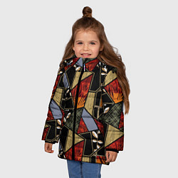 Куртка зимняя для девочки Разноцветные заплатки, цвет: 3D-светло-серый — фото 2