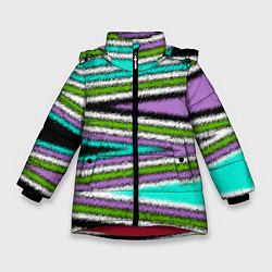 Куртка зимняя для девочки Абстрактный асимметричный, цвет: 3D-красный