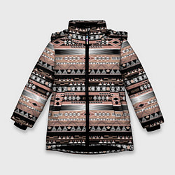 Зимняя куртка для девочки Полосатый этнический орнамент