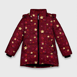 Куртка зимняя для девочки Россыпи золотых звезд, цвет: 3D-черный