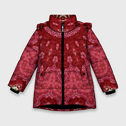 Куртка зимняя для девочки Красно-розовый калейдоскоп, цвет: 3D-черный