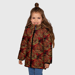 Куртка зимняя для девочки Красно-оливковый ретро, цвет: 3D-черный — фото 2
