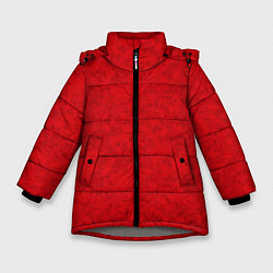 Зимняя куртка для девочки Ярко-красный мраморный узор