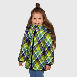 Куртка зимняя для девочки Крупный клетчатый косой узор, цвет: 3D-светло-серый — фото 2