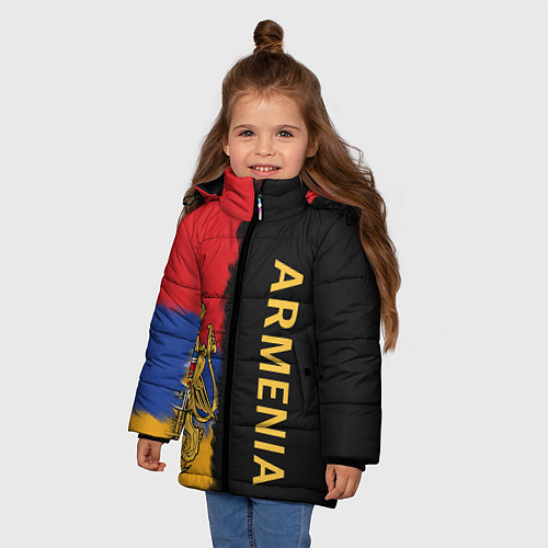 Зимняя куртка для девочки Armenia Flag and emblem / 3D-Черный – фото 3