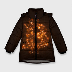 Куртка зимняя для девочки СВЕТЯЩИЙСЯ BITCOIN, цвет: 3D-светло-серый